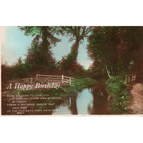 Valentines Rhyme Postcard A Happy Birthday Country Idyll River