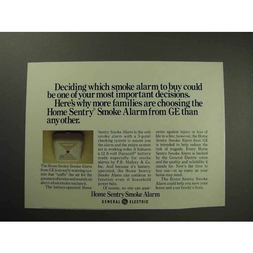1977 General Electric Home Sentry Smoke Alarm Ad