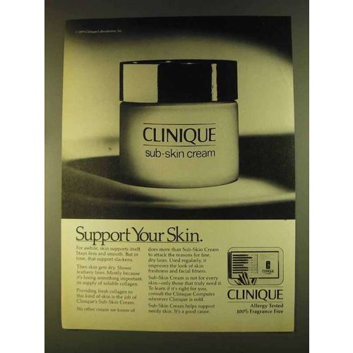 1980 Clinique Sub-Skin Cream Ad - Support Your Skin