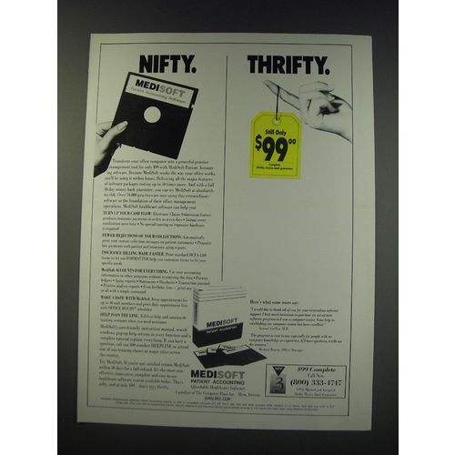 1991 Medisoft Patient Accounting Healthcare Software Ad - Nifty. Thrifty.