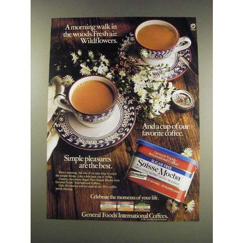 1991 General Foods International Coffee Sugar Free Suisse Mocha Ad - Fresh Air