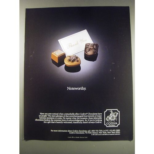 1991 Godiva Chocolates Ad - Noteworthy