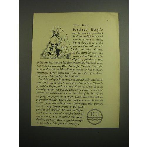 1948 ICI Chemicals Ad - The Hon. Robert Boyle