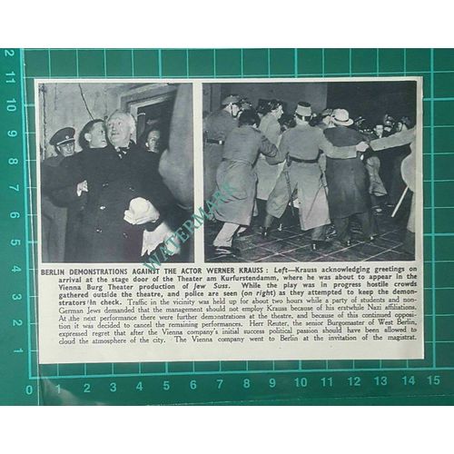 C2640) Actor Werner Krauss Berlin Theater am Kurfurstendamm Germany - 1950 Clip