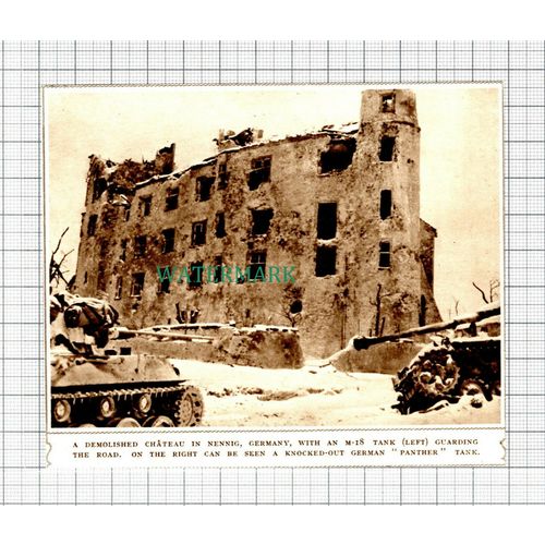 C5716) Nennig Germany Demolished Chateau World War 2 -1945 Cutting