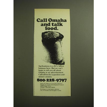 1974 Omaha Economic Development Council Ad - Call Omaha and talk food