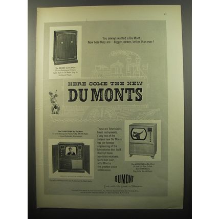 1950 Du Mont Revere, Tarrytown and Ardmore Televisions Advertisement