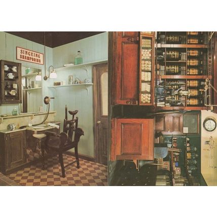 London Post Victorian Grocers & Barbers 2x Museum Postcard