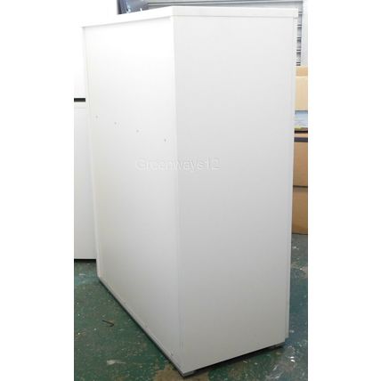 Actiu Tall White Double Door Adjustable shelve Wooden Storage Cabinet