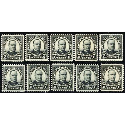 559, Mint F-VF NH - TEN 7¢ Stamps CV $155.00 * Stuart Katz