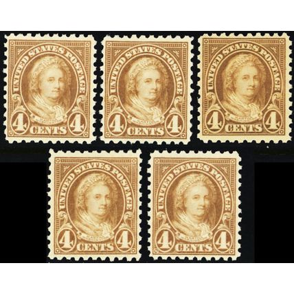 585, Mint F-VF NH FIVE PO FRESH Stamps CV $187.50 .. Stuart Katz