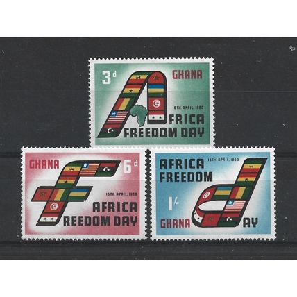 Ghana.Africa Freedom Day set of 3.Mounted Mint.Feb24