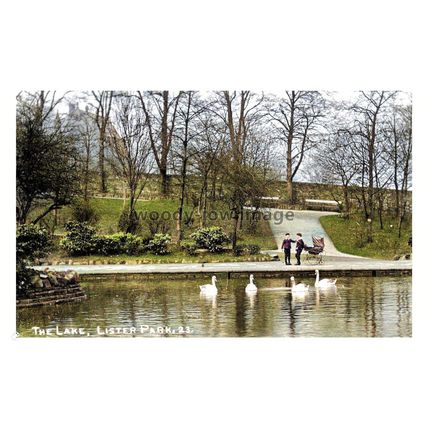 ptc6680 - Yorks - Children by the Lake Lister Park, c1910, Bradford - print 6x4