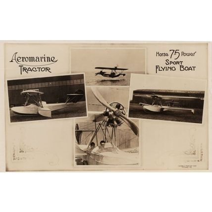 Aeromarine Tractor Horse 75 Power Sport Flying Boat Plane Old Postcard