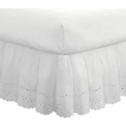 Fresh Ideas Ruffled Eyelet Bed Skirt-18" Drop-72"W x 84"L-CALI KING-WHITE-NEW