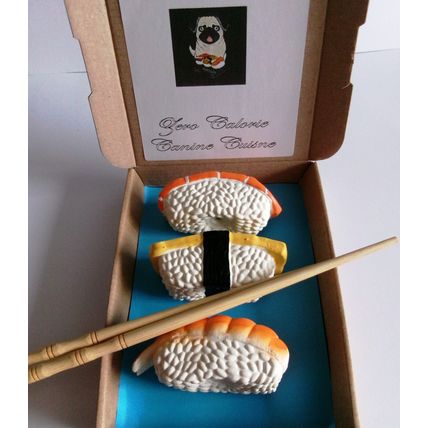 SMALL LATEX DOG TOYS FOR SMALL BREEDS AND PUPPIES 3 X SQUEAKY SUSHI DOG TOYS