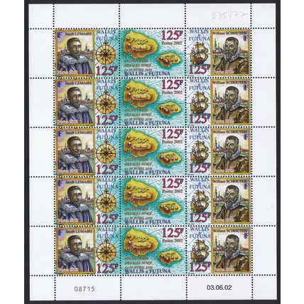 Wallis and Futuna Discovery of Futuna 3v Full Sheet 2002 MNH SG#804-806 Sc#558