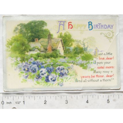 1910 postcard A Happy Birthday - Cottage
