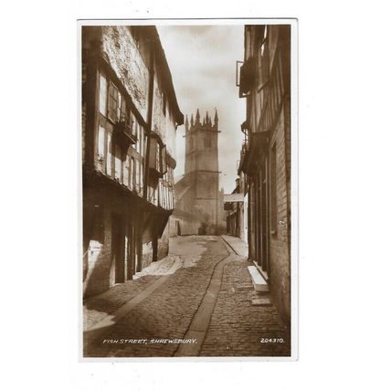 Fish Street, Shrewsbury, Shropshire, RP Postcard.