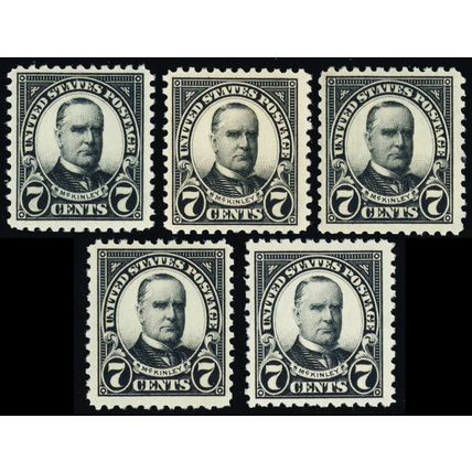 559, Mint F-VF NH 7¢ - WHOLESALE LOT OF 5 Stamps - SCV $76.25 - Stuart Katz