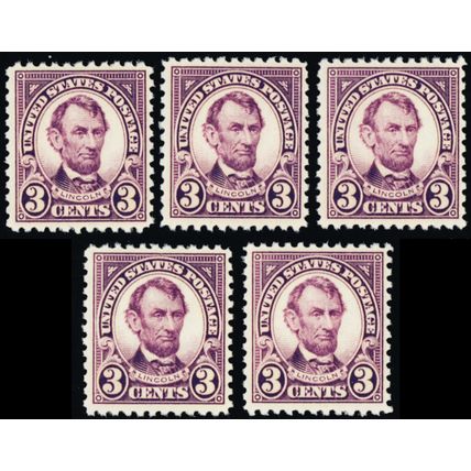 555, Mint F-VF NH 3¢ - WHOLESALE LOT OF 5 Stamps - SCV $152.50 ** Stuart Katz