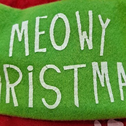 CAT PLUSH 24" "Meowy Christmas" STOCKING Stuffed Kitty dei