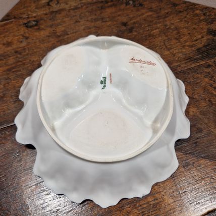 Vintage Blue Victoria Hand Painted Three Section Dish with Handle