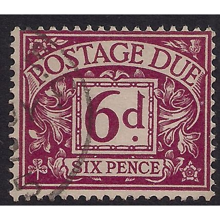 GB 1959 - 63 QE2 6d Purple Postage Due used Wmk 179 SG D63 ( E1304 )