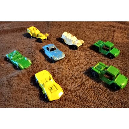 7 Old Tootsie Toys & Midget Toys 1:64 Scale 2 Roadsters 3 vets 2 other 1960s GC