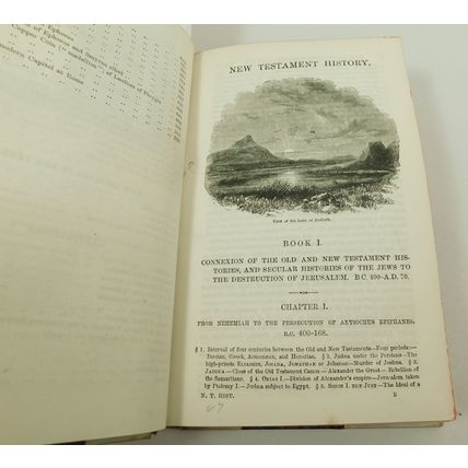 Antique New Testament History 1876 Victorian Vellum Bible Scripture Book Maps &c