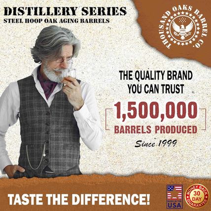1 Gallon Oak Aging Barrel (Distillery Series - Steel Hoops, Unvarnished) with Wo