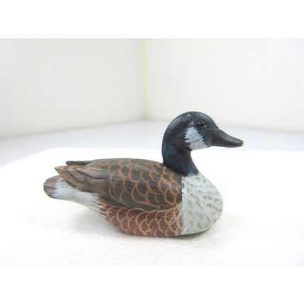 Vintage LOT of 5 Mini Duck Decoy Figures Stone Wood Hand Painted Mallard Goose