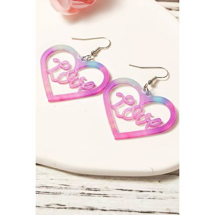 Pink Love Hollowed Heart Valentines Fashion Earrings