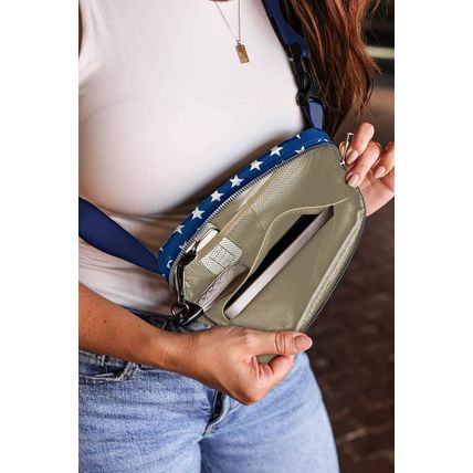 Bluing Independent Day Flag Star Printed Crossbody Bag