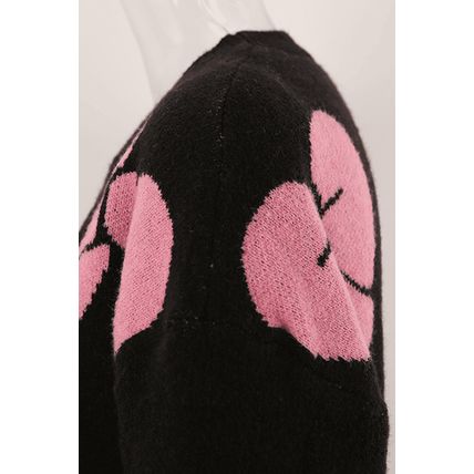 Black Valentine Bowknot Knitted Round Neck Fashion Sweater