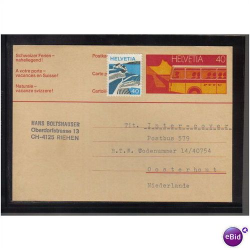 1977 SWITZERLAND P/PAID PC UPRATED UNFRANKED PMK