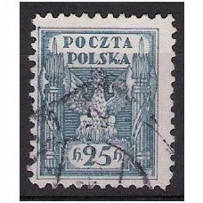 Mi 82 x: 25 h. pale blue Definitive Stamp: Polish Eagle, smooth paper.
