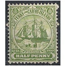 Turks Islands 1905 SG110 1/2d Green Mounted Mint .. .