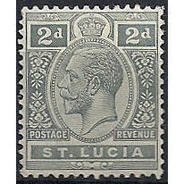 St Lucia 1918 SG80 2d Grey Wmk Multi Crown CA Mounted Mint .. .