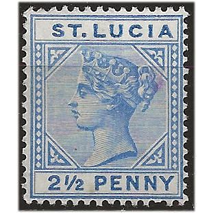 St Lucia 1891 SG46 2 1/2d Ultramarine Wmk Crown CA Mounted Mint . ..