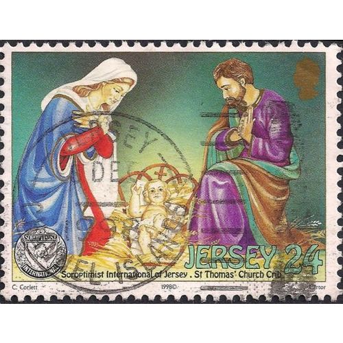 JERSEY, Holy Family, St Thomas Crib, green-blue 1998, 45p, #2