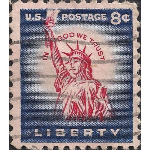 USA, Liberty: In Go We Trust, blue & red 1954, 8c, #3