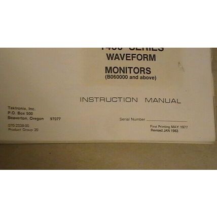 TEK Tektronix 1480-Series Waveform Monitors (B060000 and Above) Instr. Manual