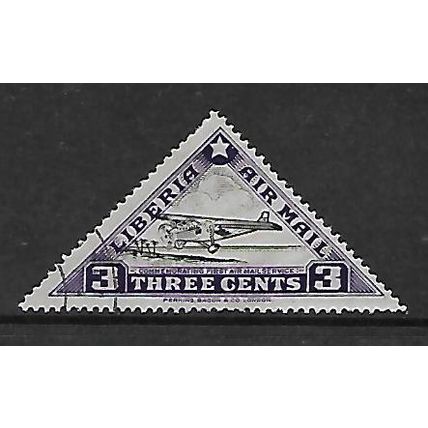 LIBERIA 1936 1st AIRMAIL SERVICE 3c FORD TIN GOOSE SG532 FINE USED