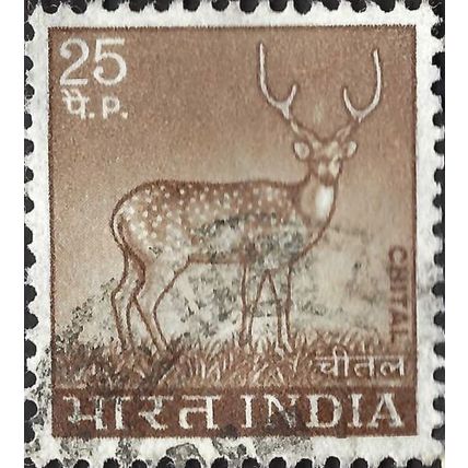 INDIA, MAMMAL, Chital, Axis Deer, Axis axis, brown 1974, 25paisa