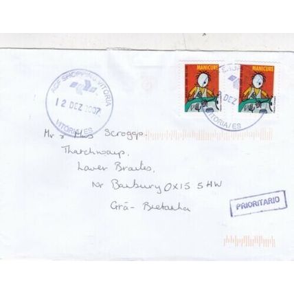 Brazil 2007 Vitoria to Banbury UK Cover written VGC