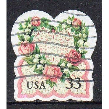 USA 1999 Love - Pink Roses 33c s/a Used
