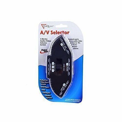 TriQuest 3-In-1 Composite Audio/Video Selector Switch Box, Black (5450)