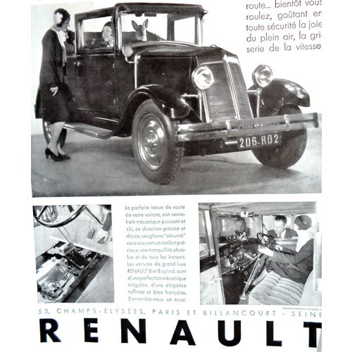 Art Deco Print Ad Renault Monastella Car Advertisement Driving Travel Poster Dog