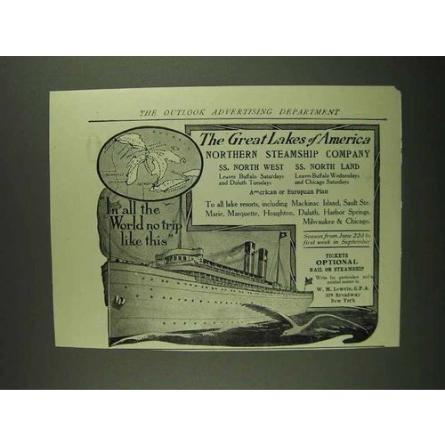 1907 Northern Steamship Company Ad - Great Lakes